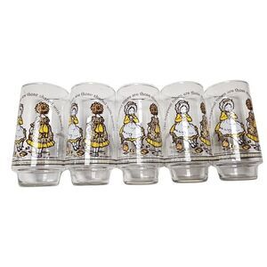 Vintage Holly Hobbie Coca-Cola Happy Talk Collectible Drinking Glasses-Set Of 5